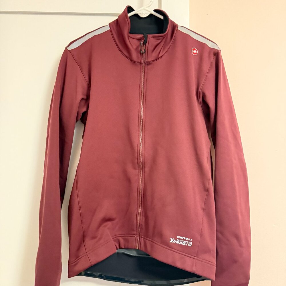 Castelli Ristretto Winter Cycling Jacket Burgundy XL Reflective Stripes Pockets